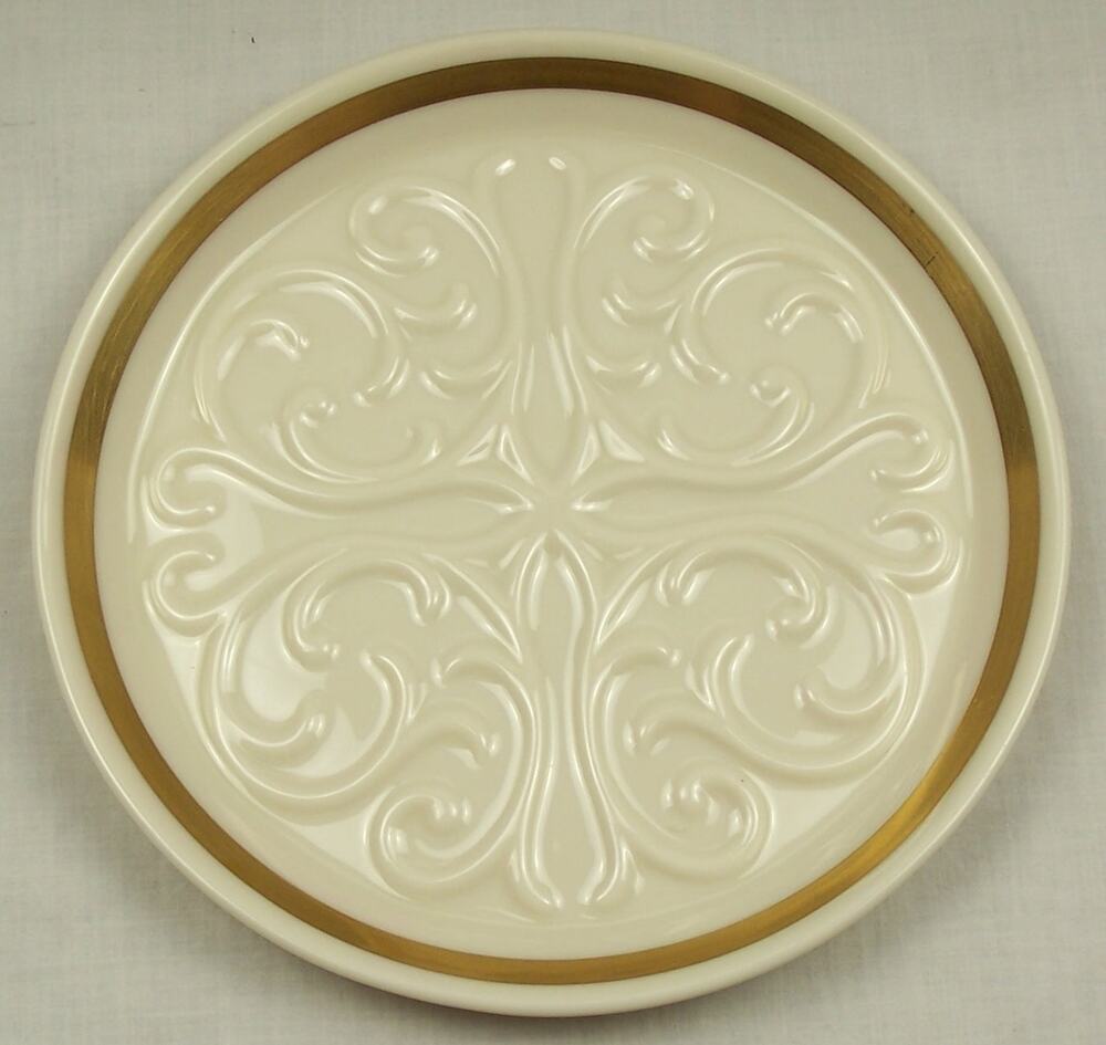 Vintage Lenox Seville Gold Wine Bottle Coaster Ivory China Trivet 6.25 Inch